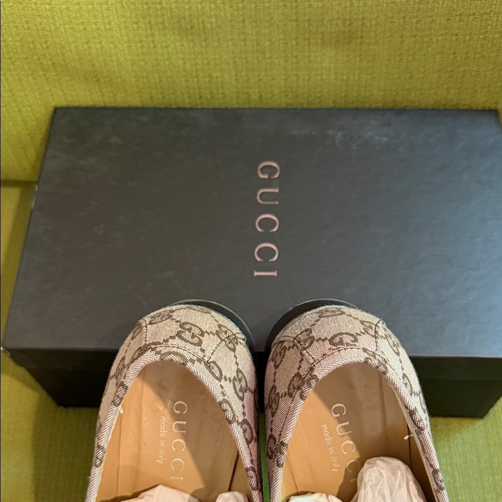 Gucci Beige Brown/Pink GG Canvas Horsebit Loafers - Picture 3 of 7